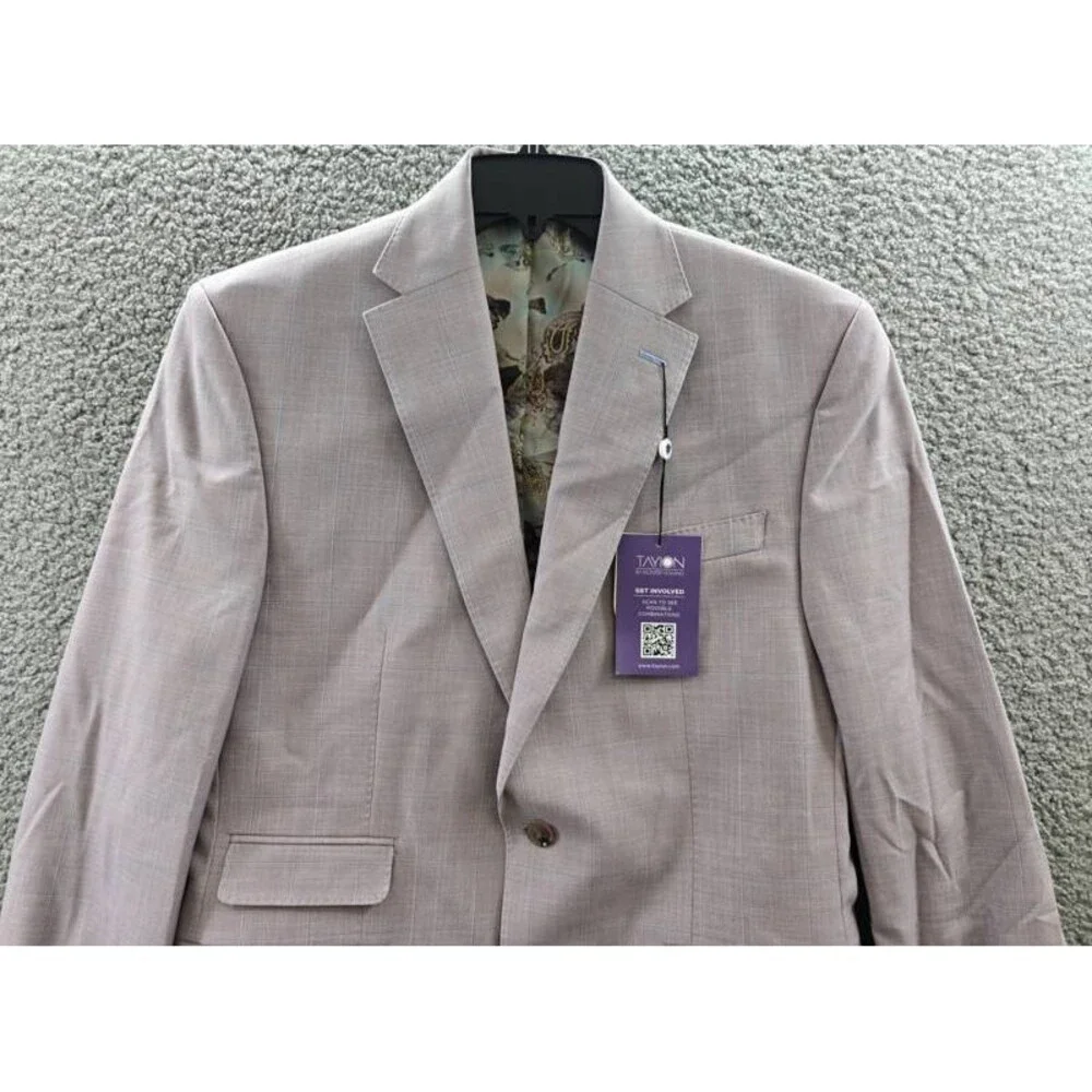 Tayion Collection Regular Fit Suit Jacket Men's 38R Pink Button Closure L/S
